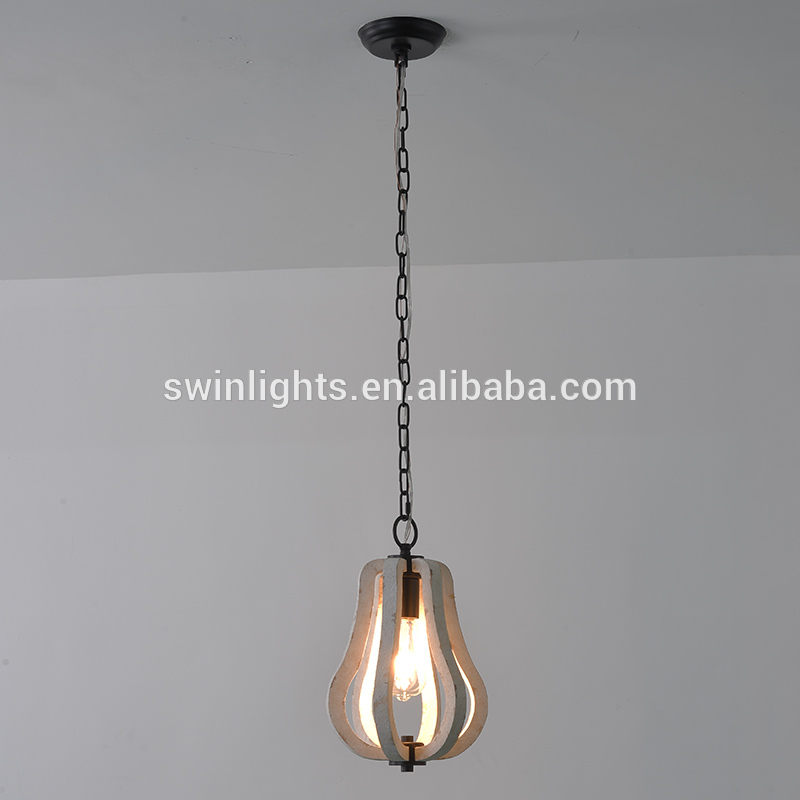 quality assured antique natural wood color single pendant light for corridor D9628-1