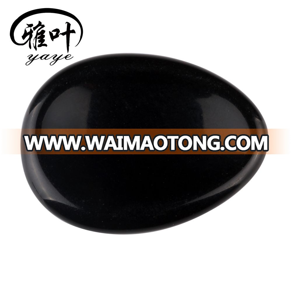 Natural Black Obsidian Worry Stone Quartz Translucent Stone