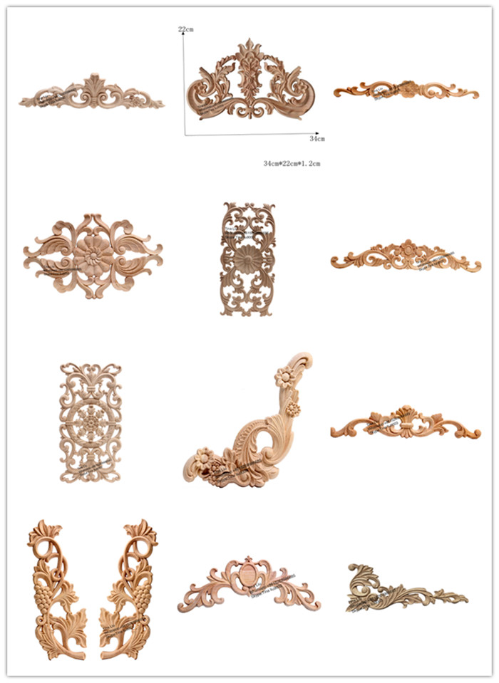 Decorative Wood Carving Antique Furniture Parts Appliques And Onlays