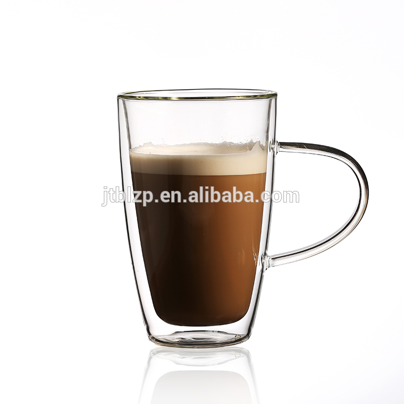 Heat Resistant 400ml double wall glass cup