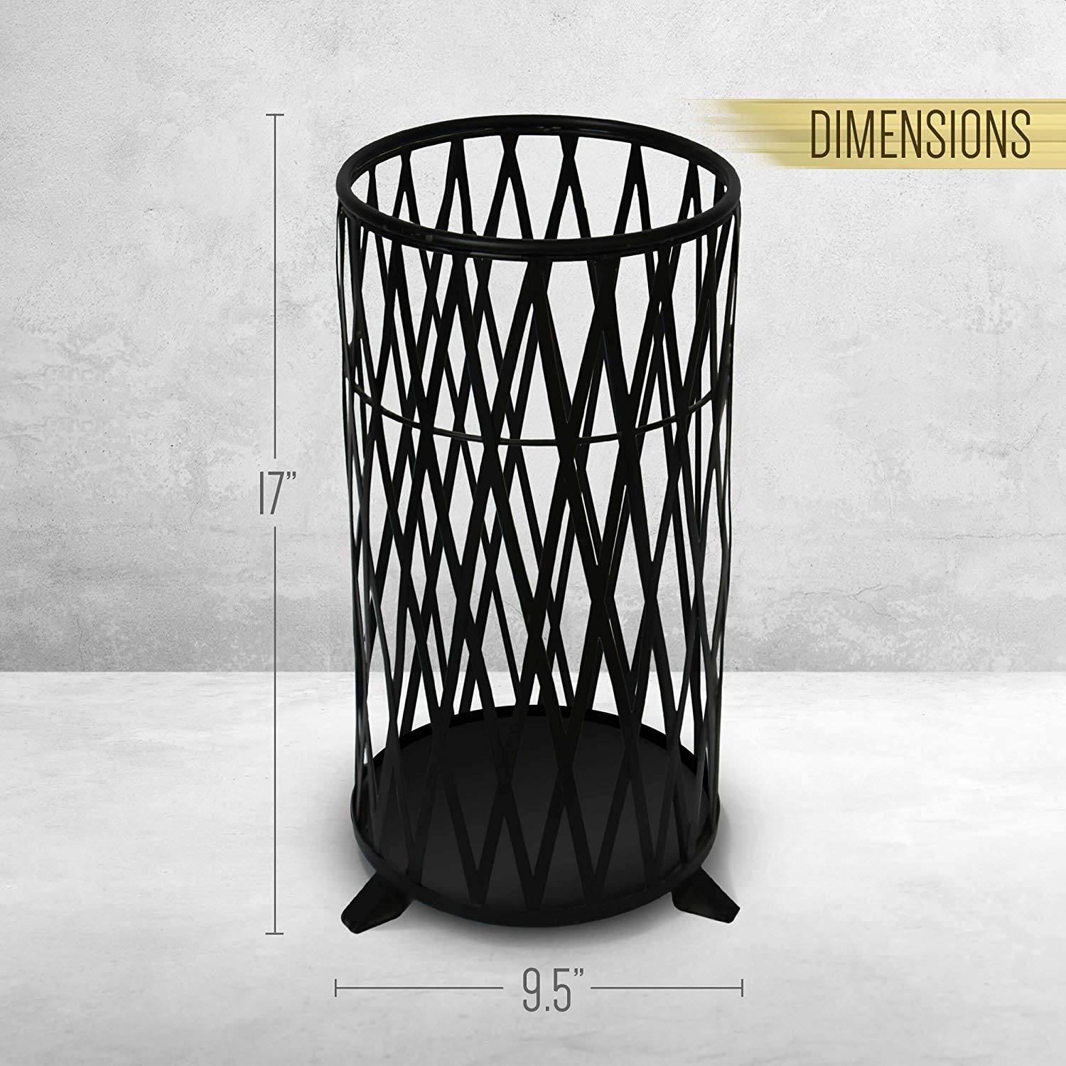 Hanssz 17 Inch Rustic Metal Umbrella Stand Rustic HANDCRAFTED Umbrella Holder For Home Indoor Outdoor Rustproof Black Large