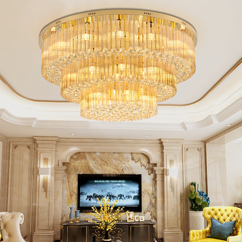 Big Home Lighting Luxury K9 Crystal Chandeliers & Pendant Lights Gold