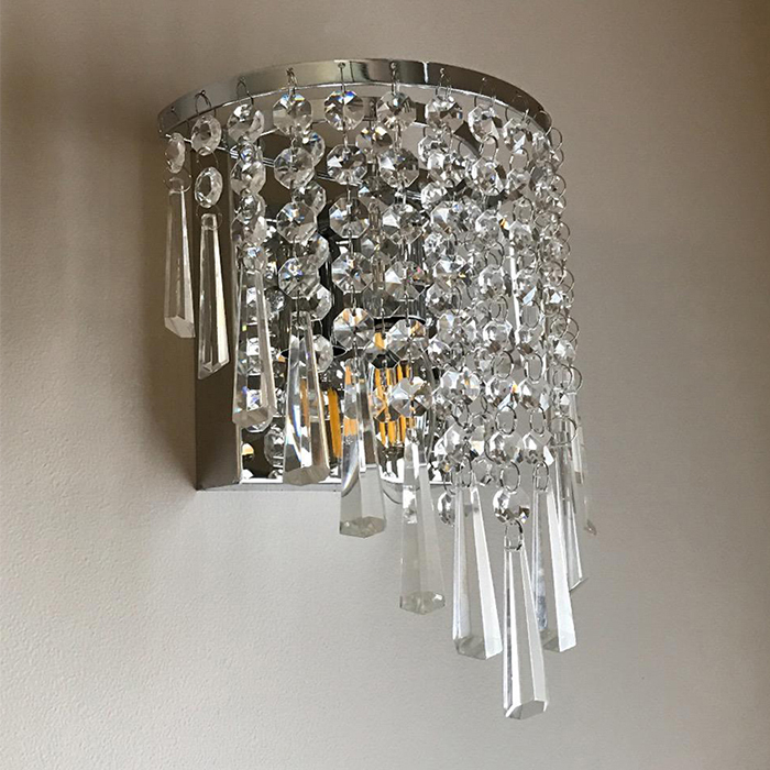 Wholesale cheap indoor light decoration G9 holder factory modern chromed acrylic wall lamp NS-123039-1