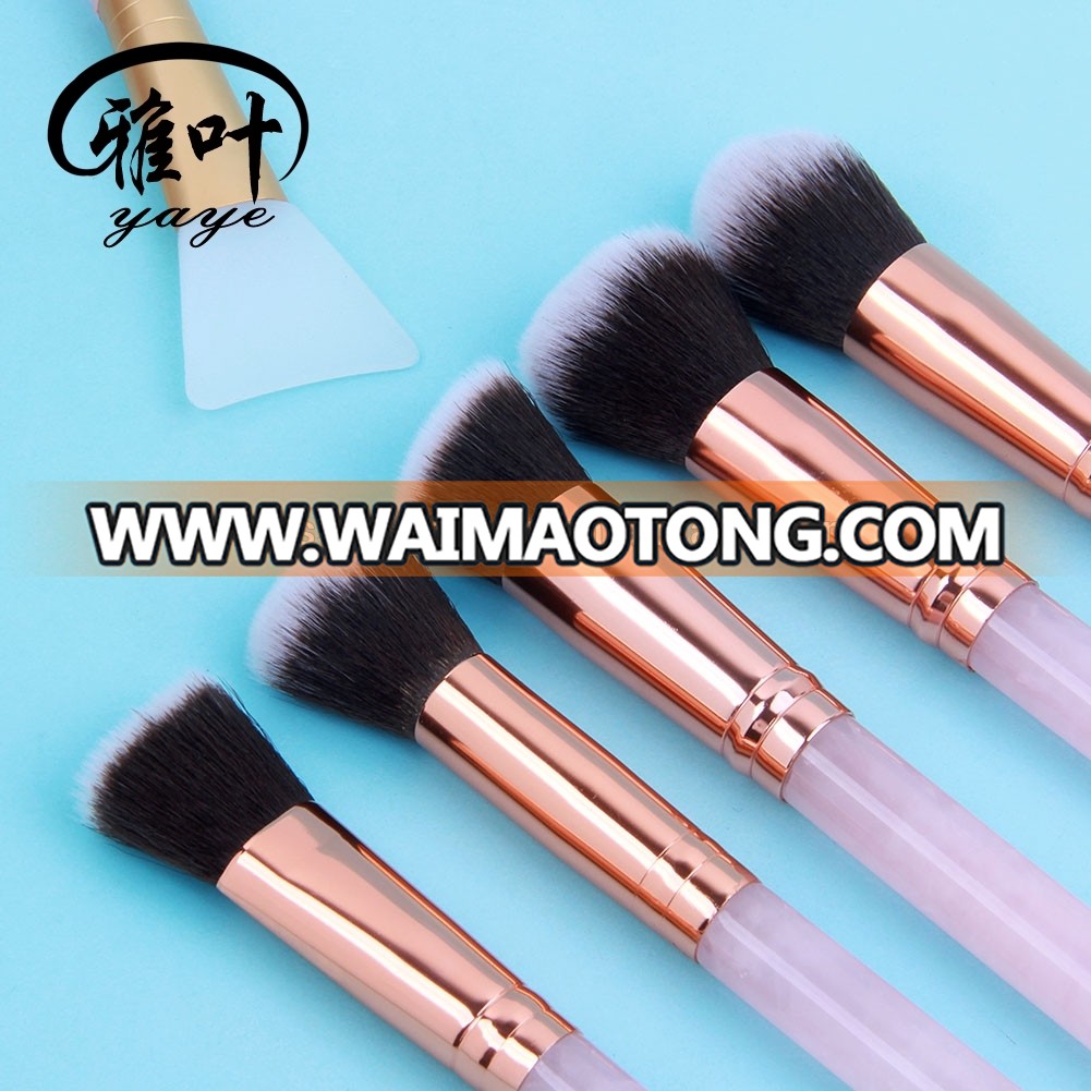 Bulk Wholesale Natual Tumbled Rose Quartz Facial Makeup Brush for Beauty Tools