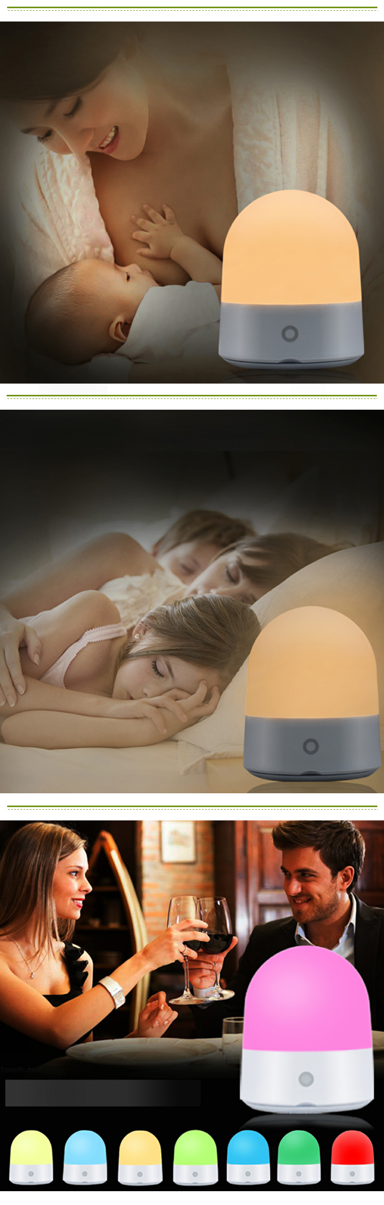 In Stock Touch Control LED Night Light Dimmer Lamps Smart Bedside Lamp Color Change 2000mAh Battery Rechargeable Portable