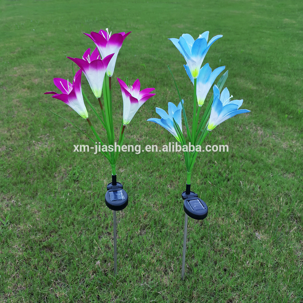 Hot sale new product lily flower 4led solar light for wedding Garden outdoor decoration,landscape,pathway,street,zone