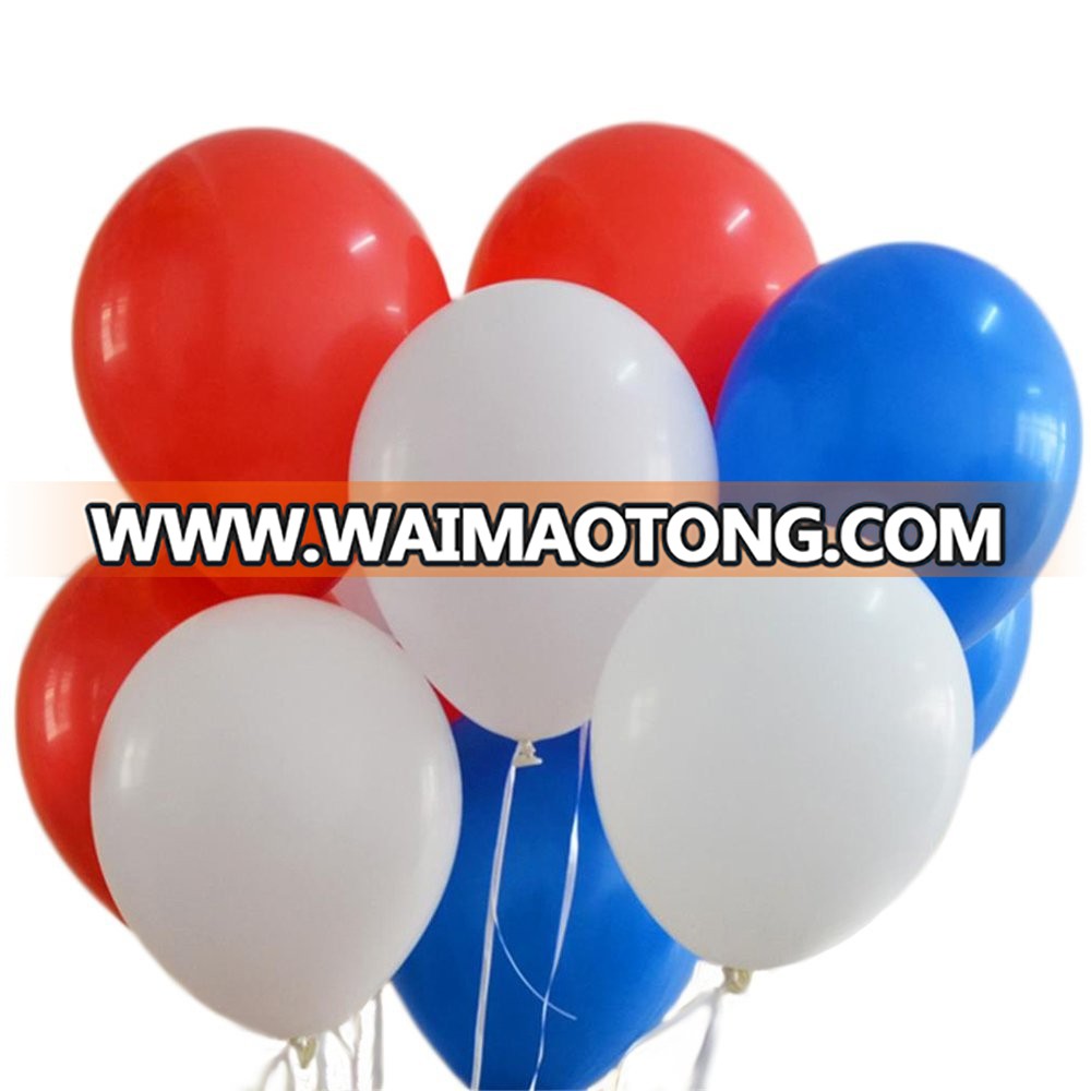 100 Premium Quality Balloons: 12 inches white and blue and red latex balloons birthday party decoration and events