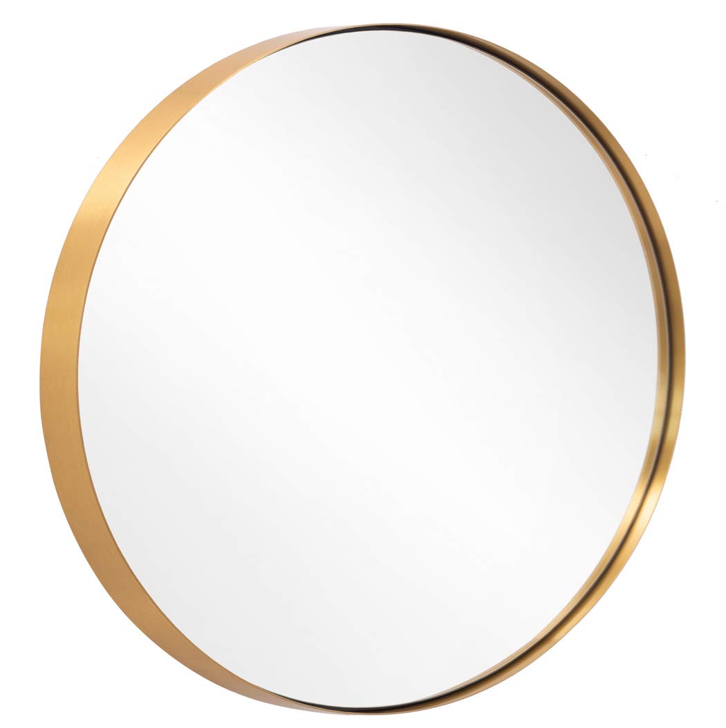 Hanssz Jeba Round Mirror for Bathroom Gold Circle Mirror for Wall Mounted 30'' Modern Brushed Brass Metal Frame Round MirrorS