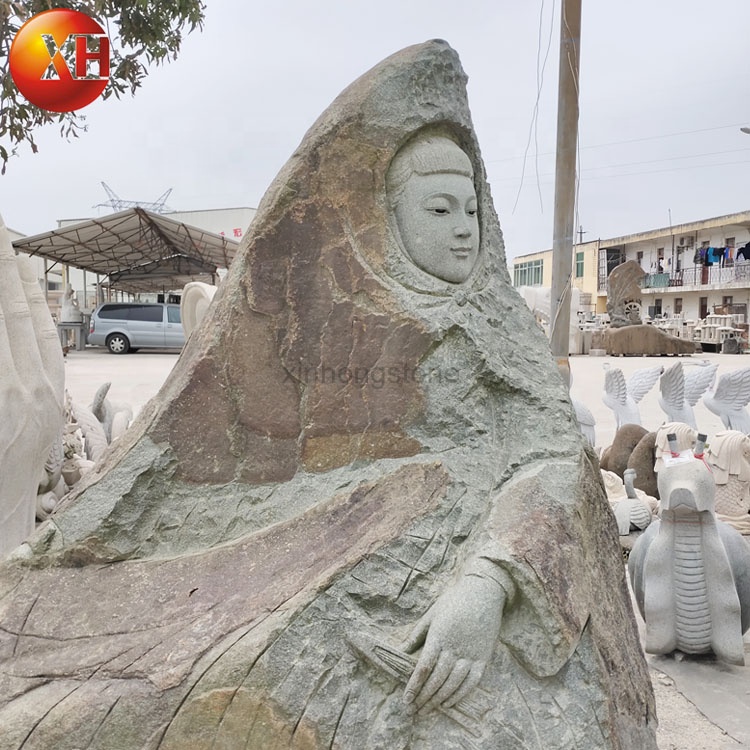 Natural Stone Sculpture Abstract Female Bluestone Carving For Garden Landscape Decoration