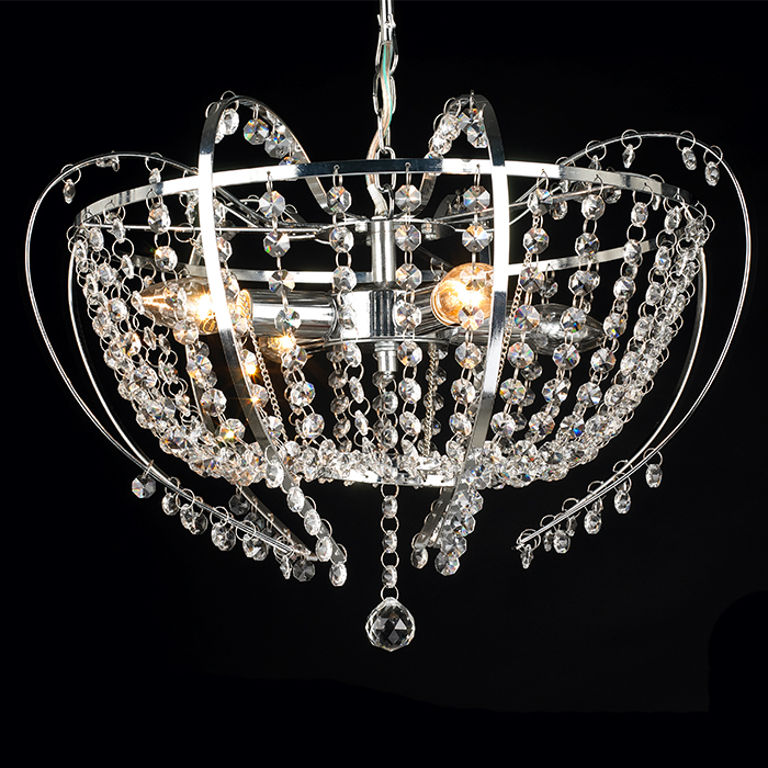 Round decorative chrome clear crystal cover ceiling lamp NS-120264