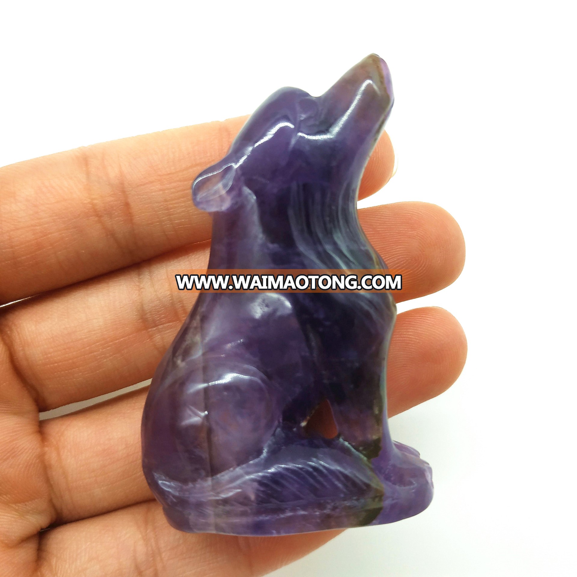 Natural crystal carvings quartz crystal wolf dream amethyst carved animals home decoration