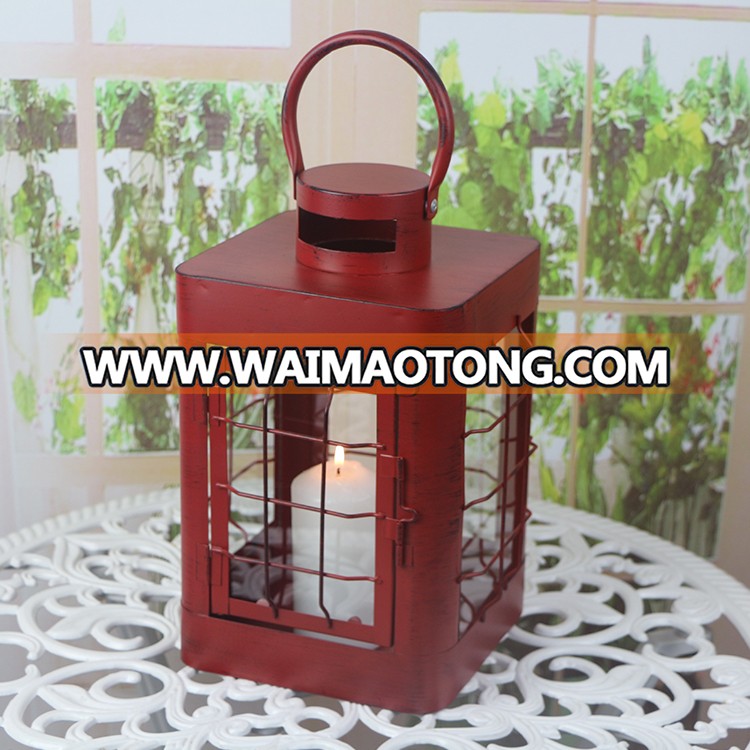 Red Metal Antique Cast  Festival Decoration Indoor Camping  Lantern