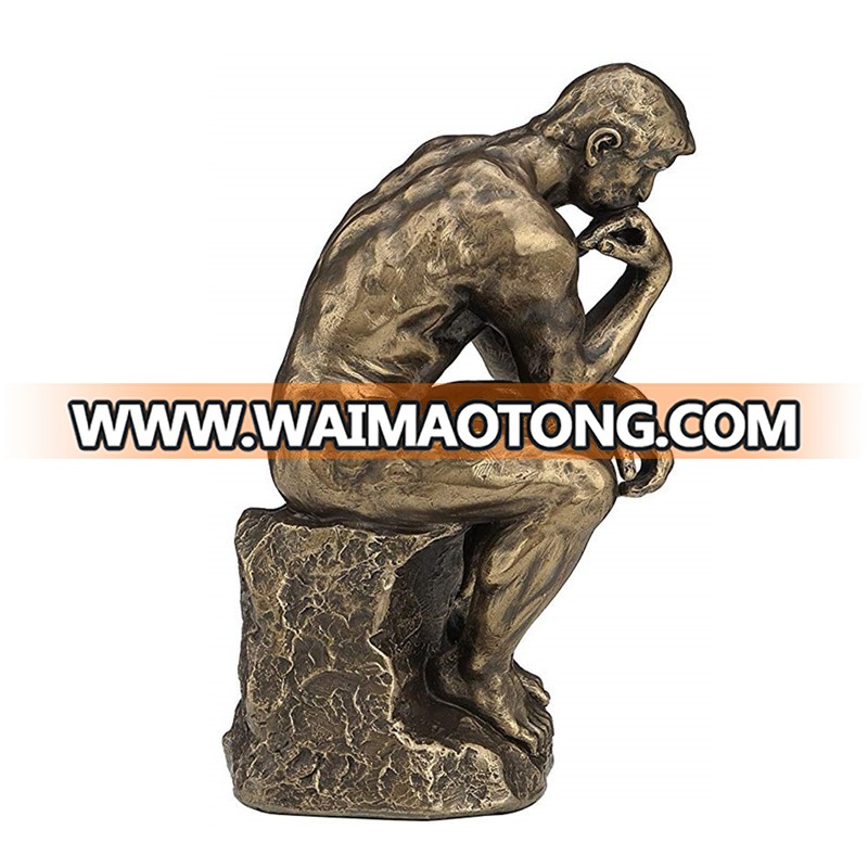 Bronze Resin Crafts Thinker Sculpture Male Nude Statue