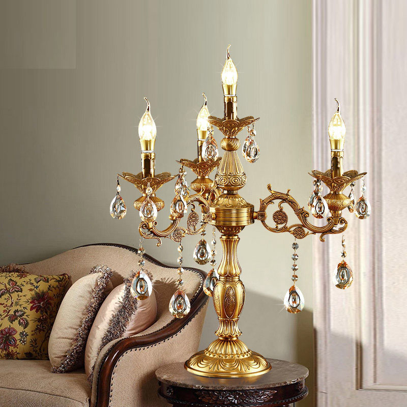 European table candle chandelier for weddings hotel guest room lamps manufacturer crystal table chandelier