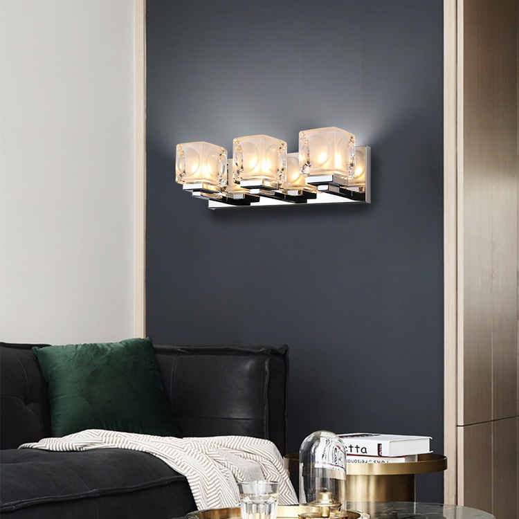 Hotels bedroom corridor wall sconce light chrome metal bedside glass wall lamp