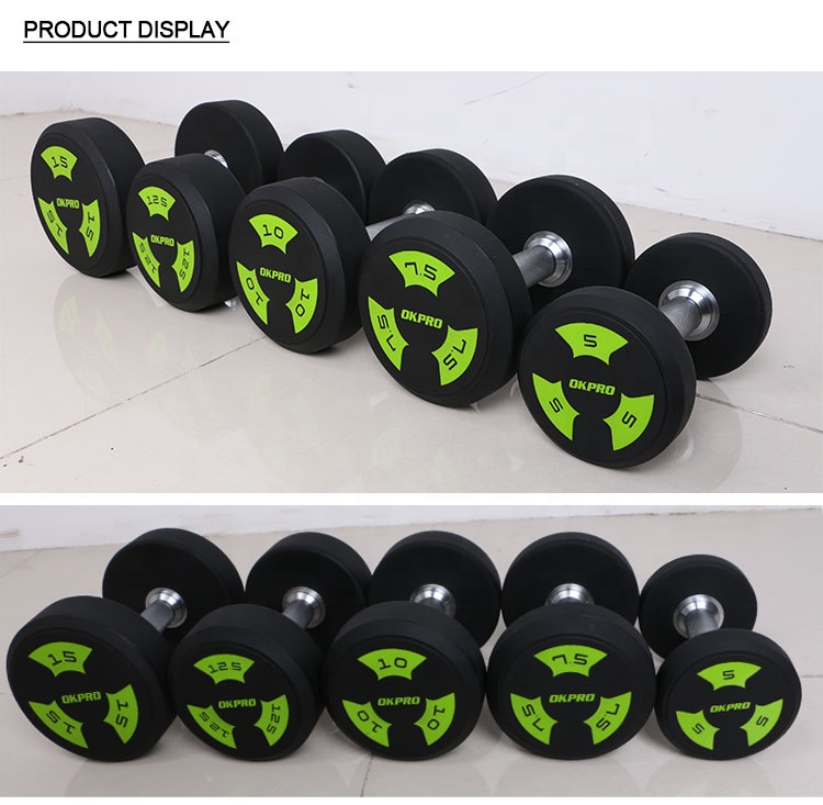 Round Urethane Dumbbell Cross Fitness PU/Rubber Dumbbell