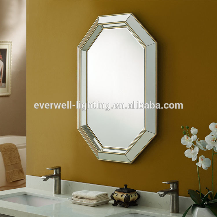 Anti fog polyurethane mothproof mirror for wall decoration factory sale golden framed wall mounted mirror