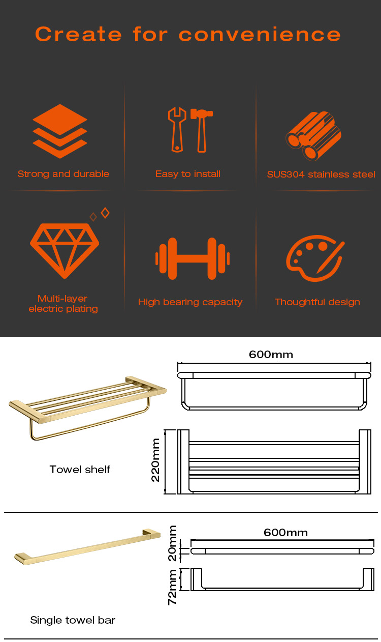 Stainless steel bathroom accessory set JG-SSG-KBN25A