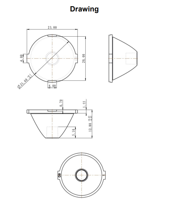 22mm 8 degree narrow beam 3535 led lens optical pmma single led lens for medical operation theatre lights