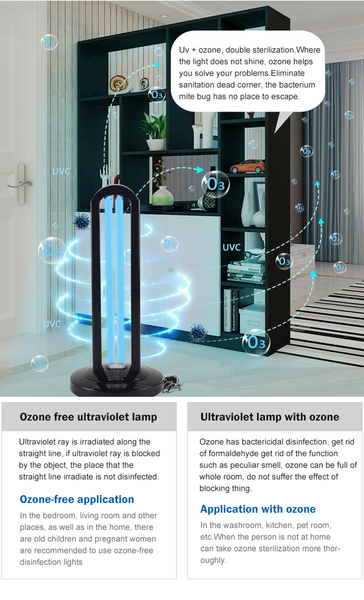 Portable disinfection ultraviolet ozone light 38w uv quartz sterilizer lamp