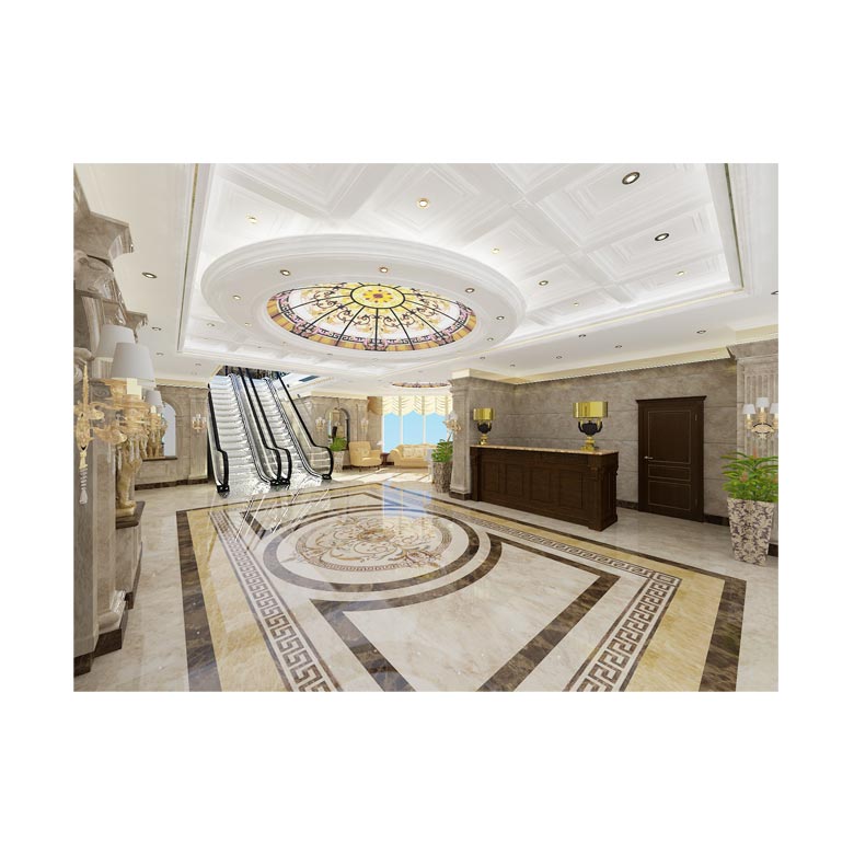 Hotel flooring pattern custom spain crema marfil marble colors water jet marble medallion