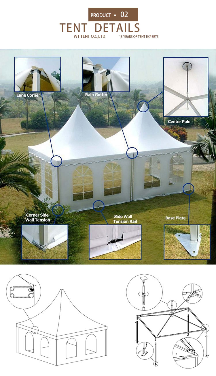 Aluminum PVC Luxury Pagoda Tent in Size 3x3m 4x4m 5x5m 6x6m