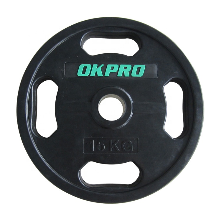 4 Grip Weight lifting Plate Rubber Coated Barbell Weight Plate