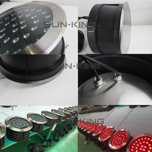 Round stainless steel 4 in 1 RGBW DMX512 outdoor lamp led buried ground underwater lighting 72W