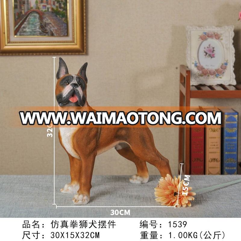 Factory direct sales animal resin clever boxer dog figurine for garden