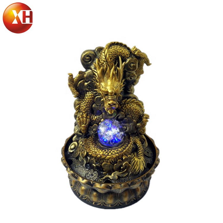 Hot Sale office Tabletop Resin Dragon Fountains For Indoor Decoration