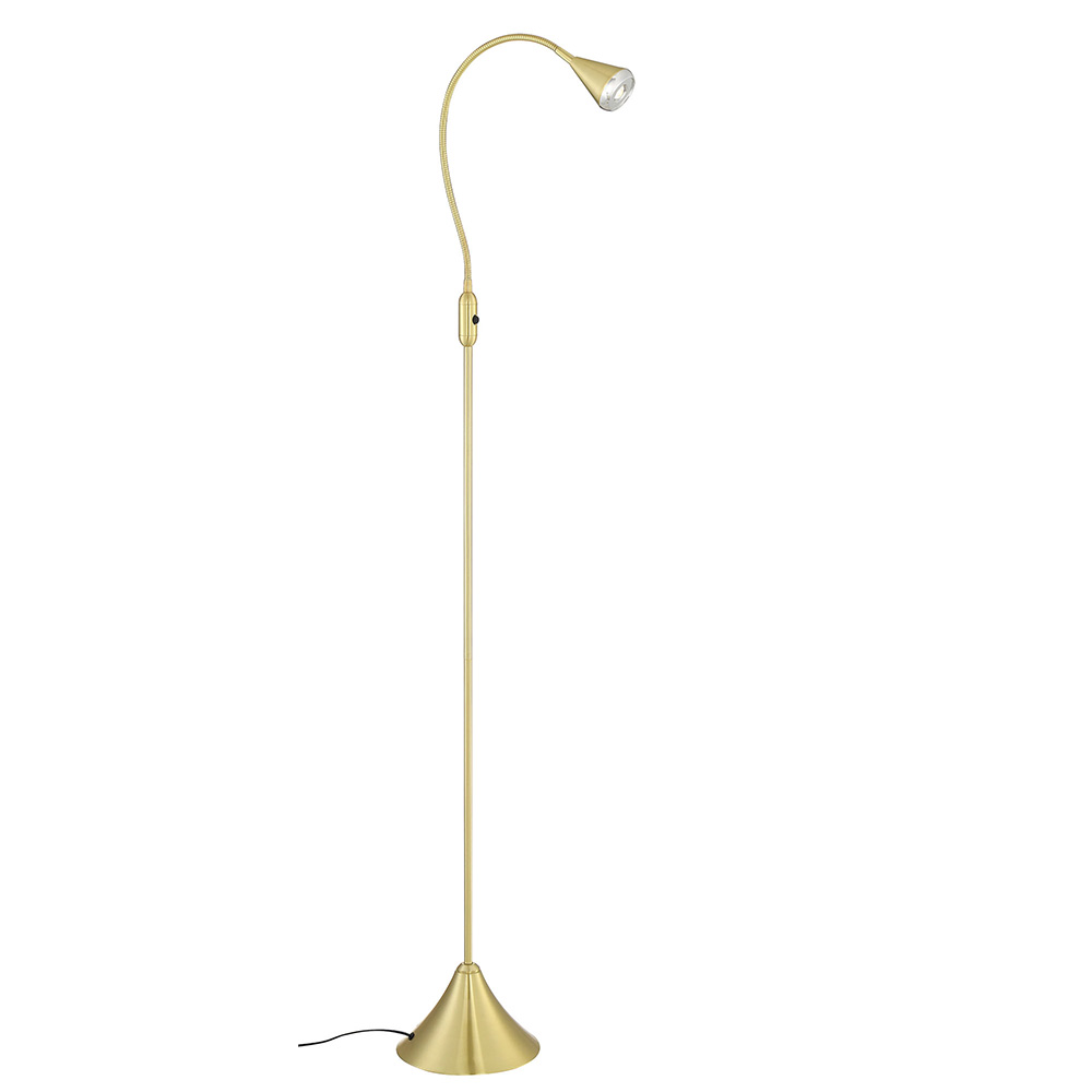 Focus Lighting LED floor lamp gooseneck top quality brushed brass finish