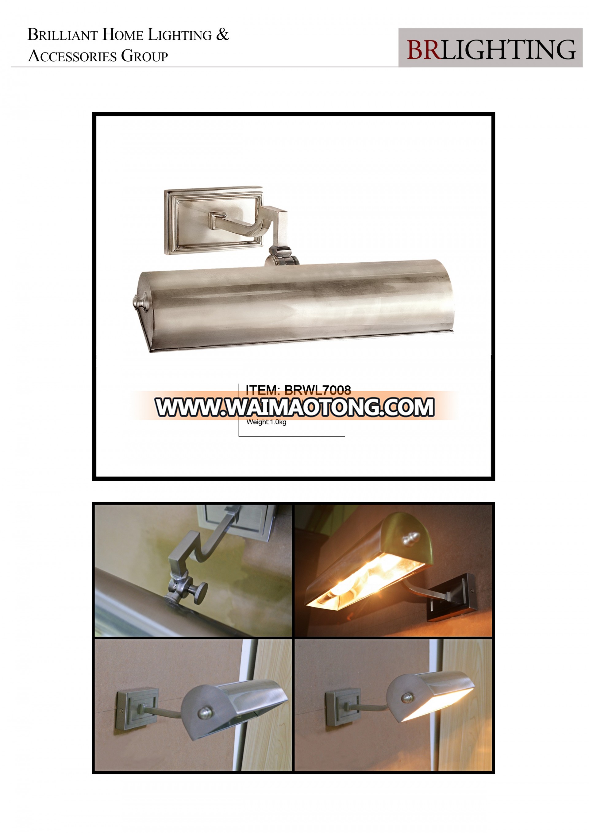 Shakable Antique Style Indoor Gray Metal Bronze Wall Light For Hotel Villa Home decoration