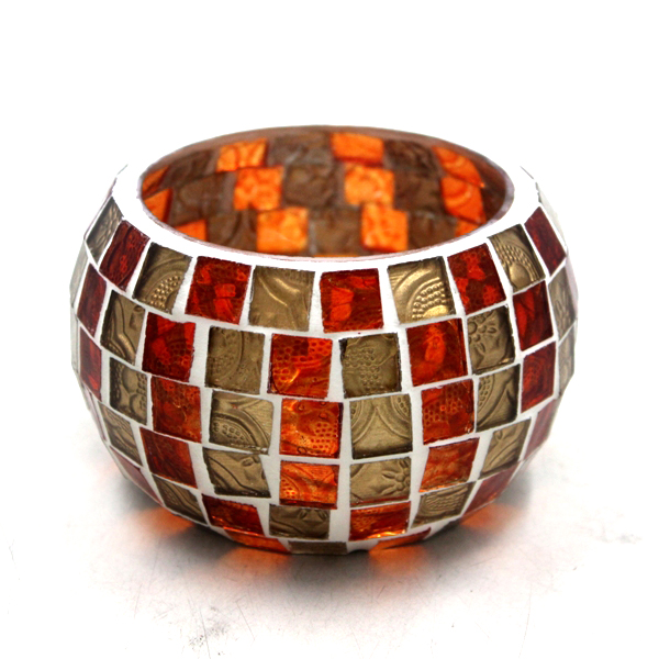 Romantic Ball Shape Glass Mosaic Candlestick Votive Candle Holder For Valentine's Day