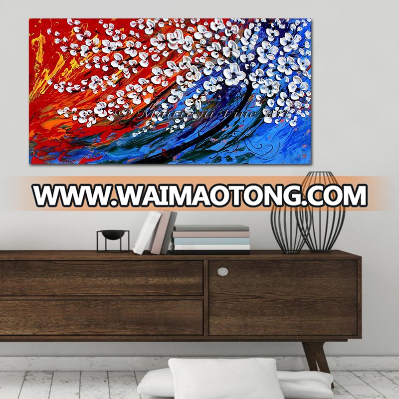 Abstract Heavy Textured Flower Painting 100% Hand Painted Tree Oil Painting Decor Canvas Wall Art Living Room Wall Decor Paint