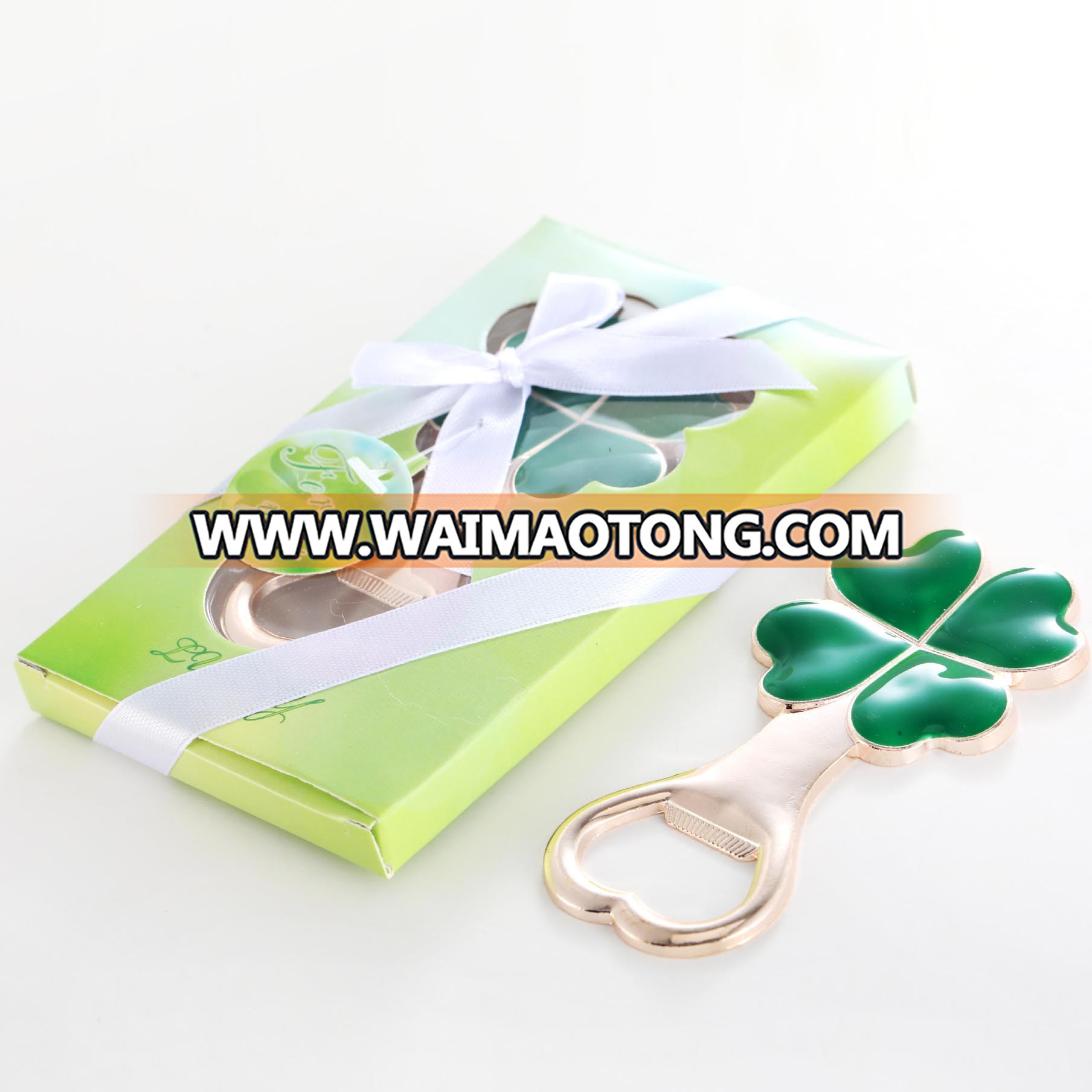 Ywbeyond Golden Wedding and bridal shower souvenirs Lucky clover green four leaf clover bottle opener