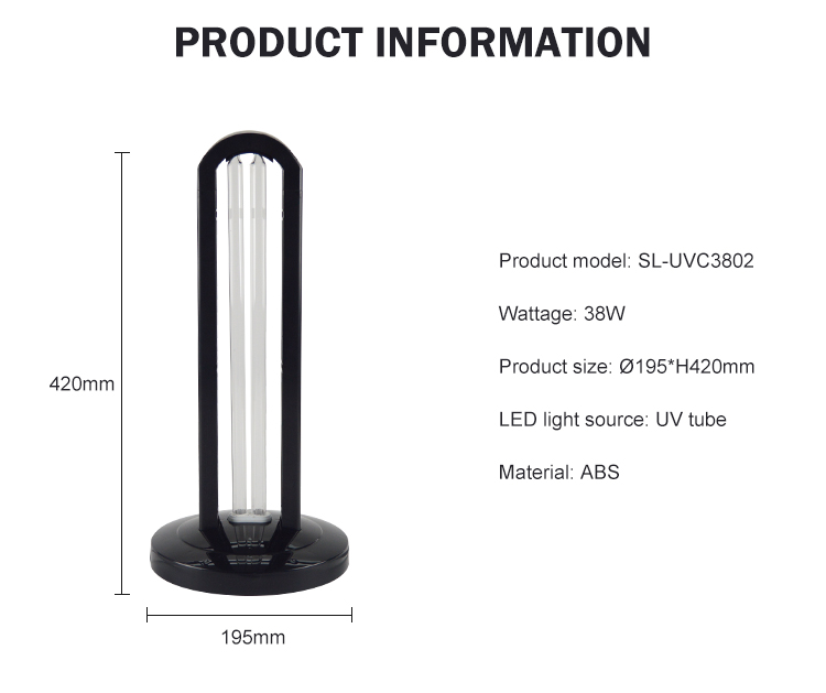 Portable disinfection ultraviolet ozone light 38w uv quartz sterilizer lamp