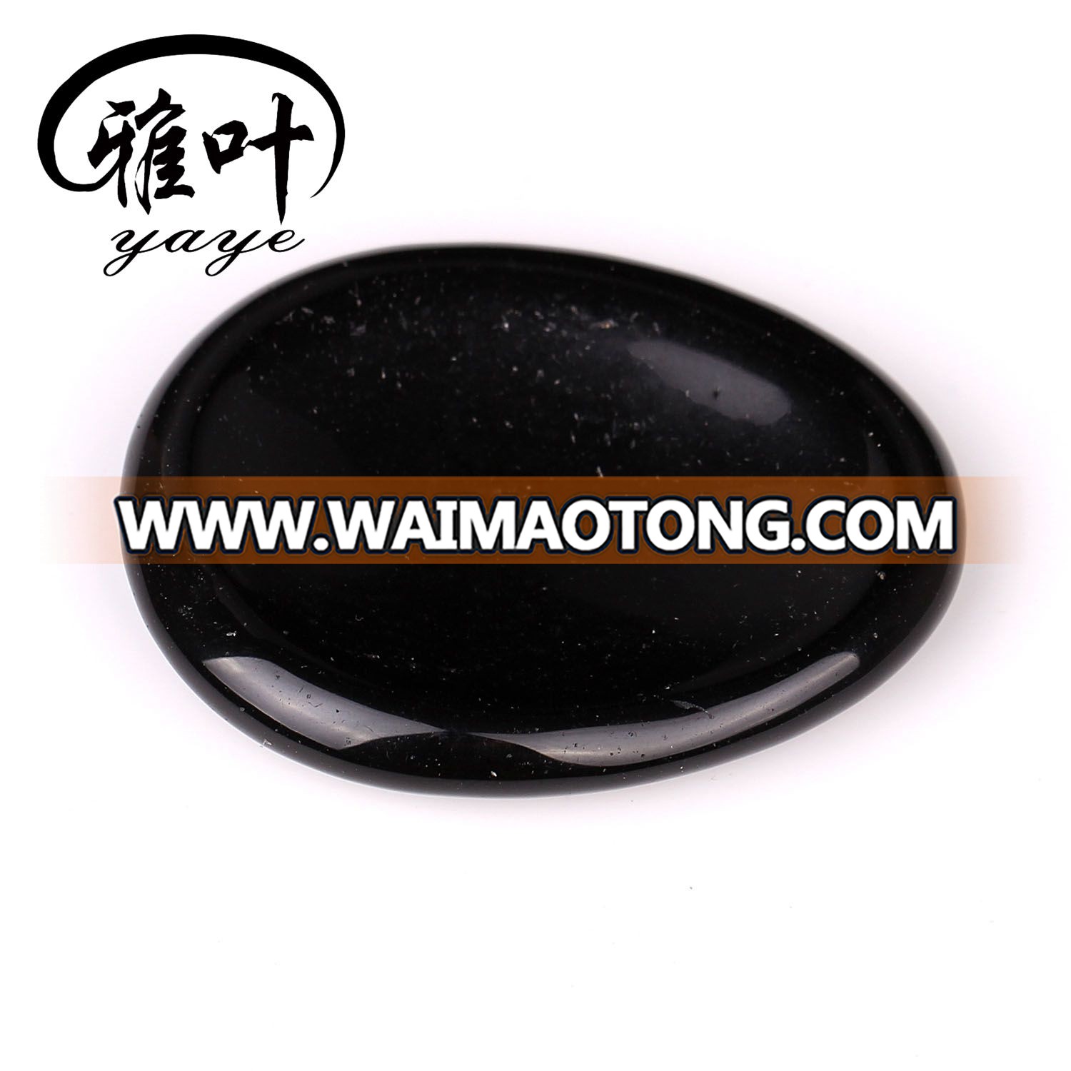 Natural Black Obsidian Worry Stone Quartz Translucent Stone