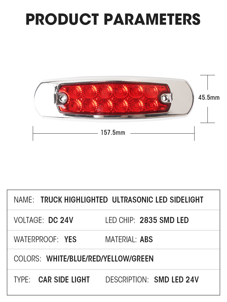 auto 24v led light lorry sidelight marker led signal light 24V LED Yellow Indicator Side Marker Lights