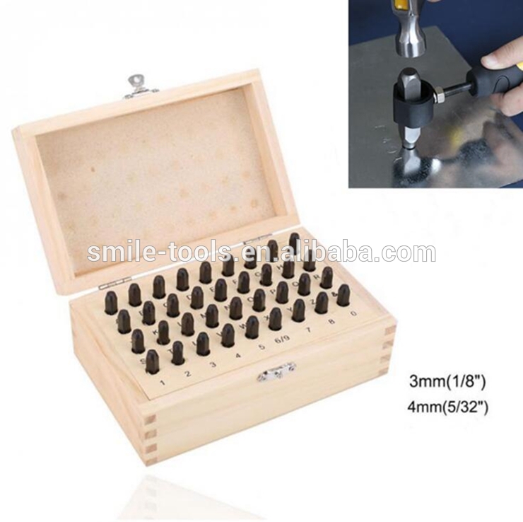 Metal Stamp Letter and Number Punch Press Die Set with Wooden Box Package