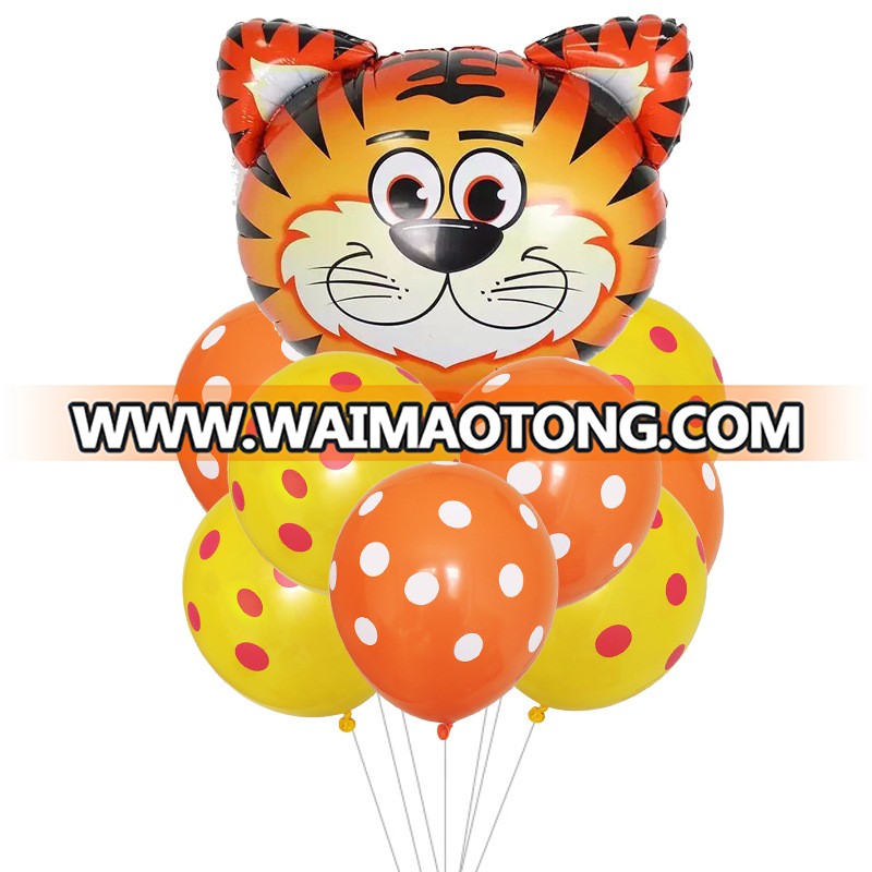 Wholesale Foil Balloons Cartoon(cow, giraffe, lion, monkey,tiger,zabra) Foil Balloon Dots Latex Balloon for Party Decoration