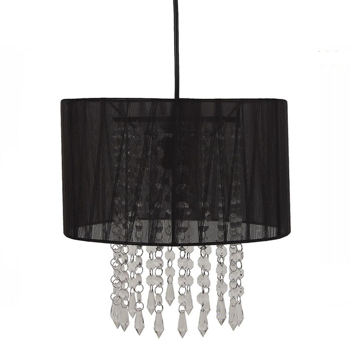 Black silk lampshade crystal chandeliers decorative acrylic pendant lamp NS-120091-2D