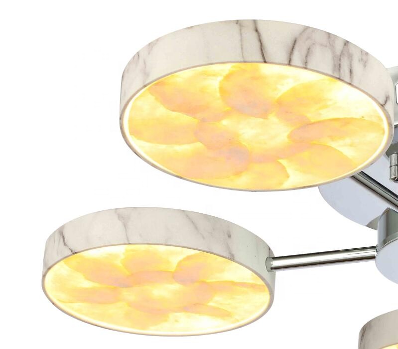 modern recessed led ceiling light Marble Luxury Water transfer Living room ceilingShell Chrome