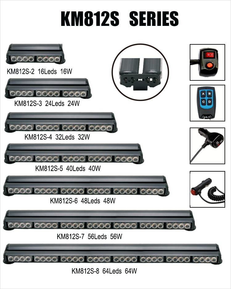 40W 22" LED flashing strobe emergency hazard warning magnet mount double sides surface mount traffic advisor light bar