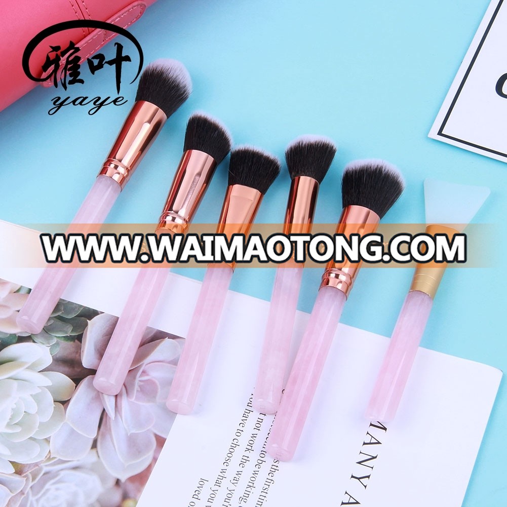 Bulk Wholesale Natual Tumbled Rose Quartz Facial Makeup Brush for Beauty Tools