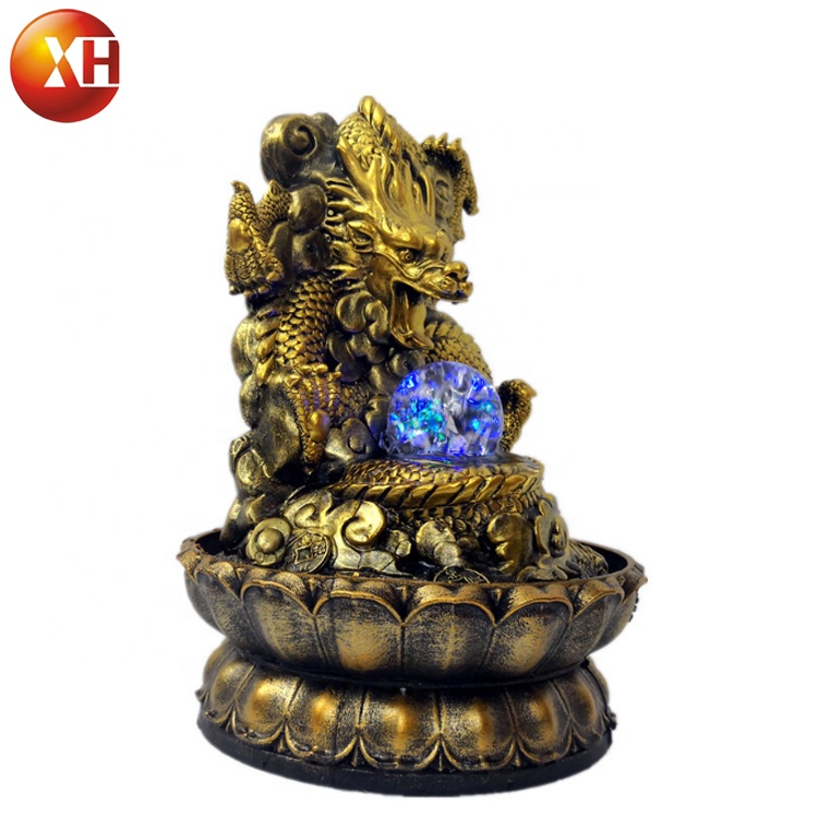 Hot Sale office Tabletop Resin Dragon Fountains For Indoor Decoration