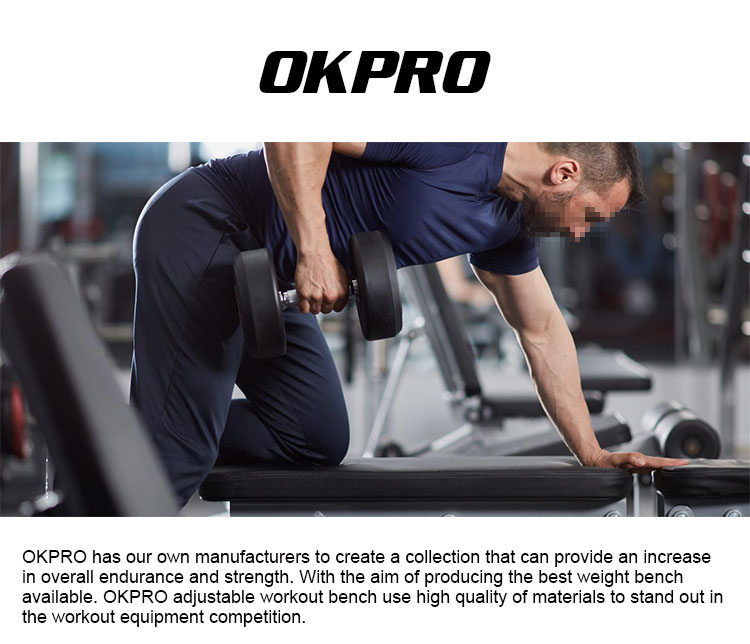 OKPRO Gym Bench Fitness Commercial Equipment Adjustable Weight Bench