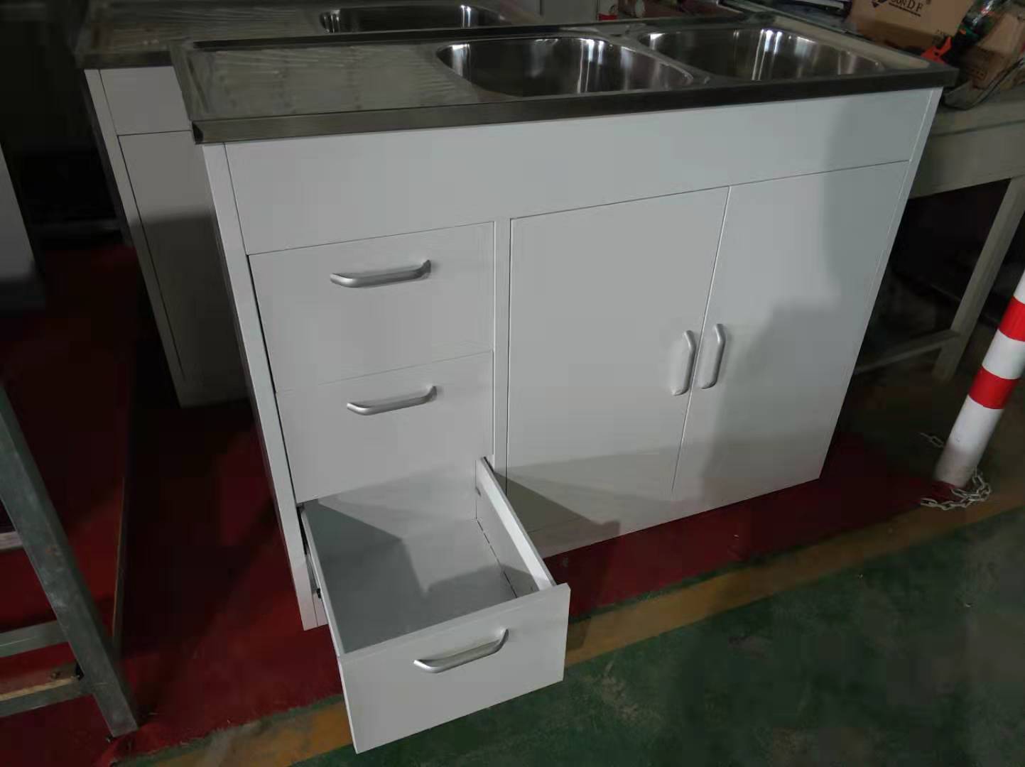 2019 self assemble white metal kitchen sink base cabinets