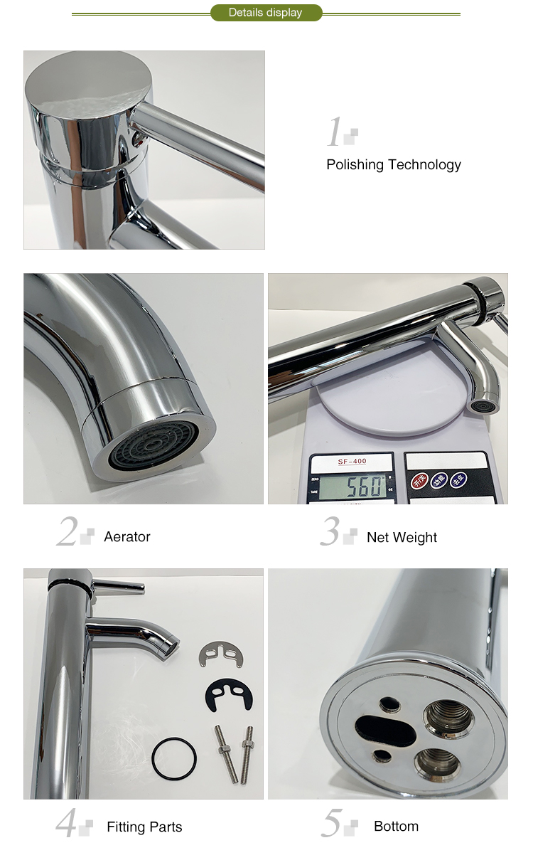 Hot cold water single handle chrome brass faucets mixers taps basin