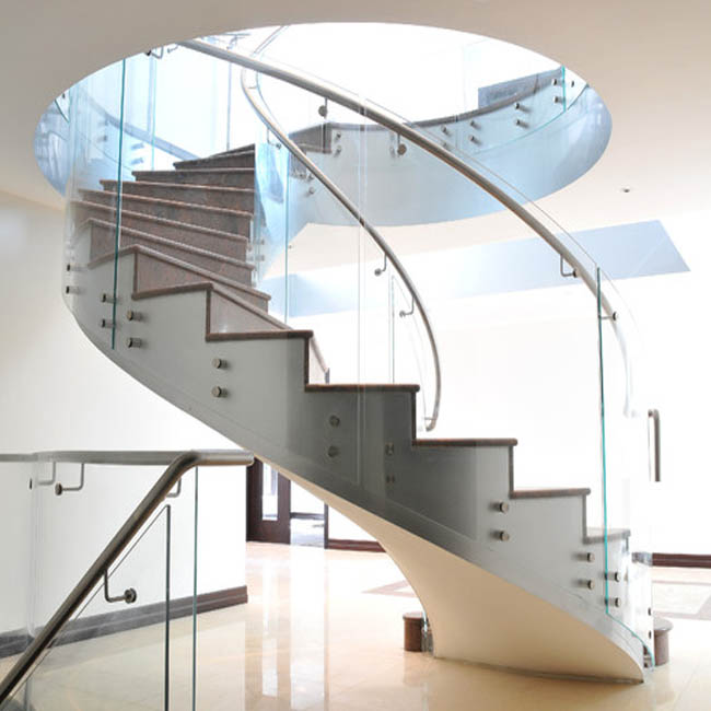 wood staircase stainless steel standoffs for frameless glass balustrades