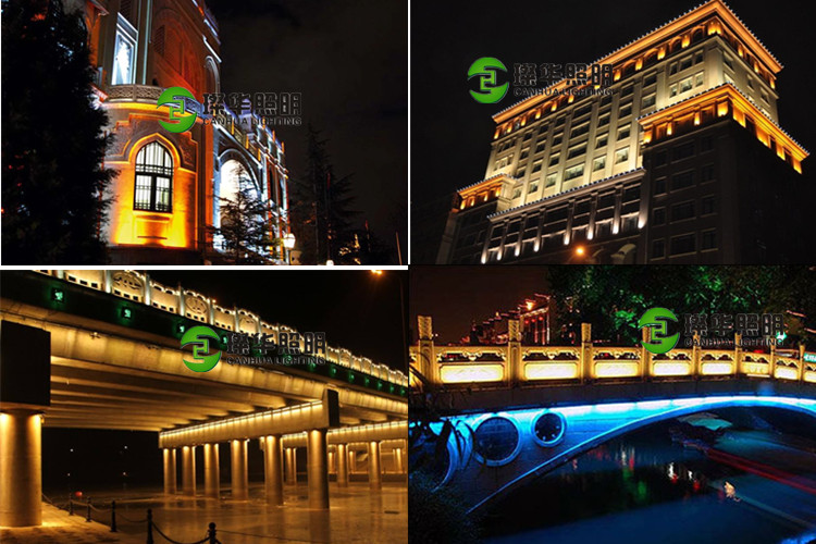 Aluminum RGB Automatic color changing 110VAC building external wall hotel IP65 24x1W 24W wallwasher led projection lamp